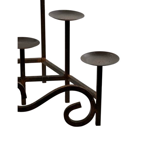 Wrought Iron Three-Tiered Rustic Fireplace Insert 10 Pillar Candle Holder - Picture 4 of 7